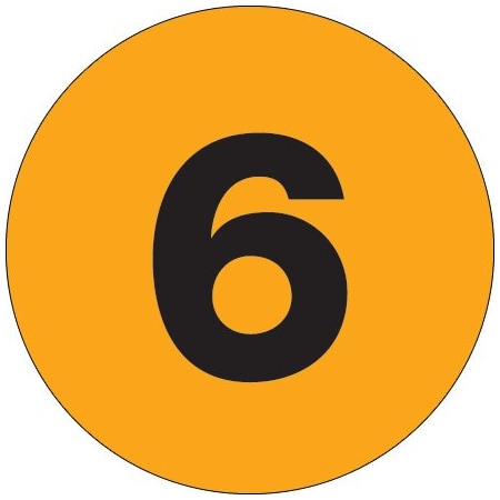 Bsc Preferred 3'' Circle - ''6'' Fluorescent Orange Number Labels BUY00021579